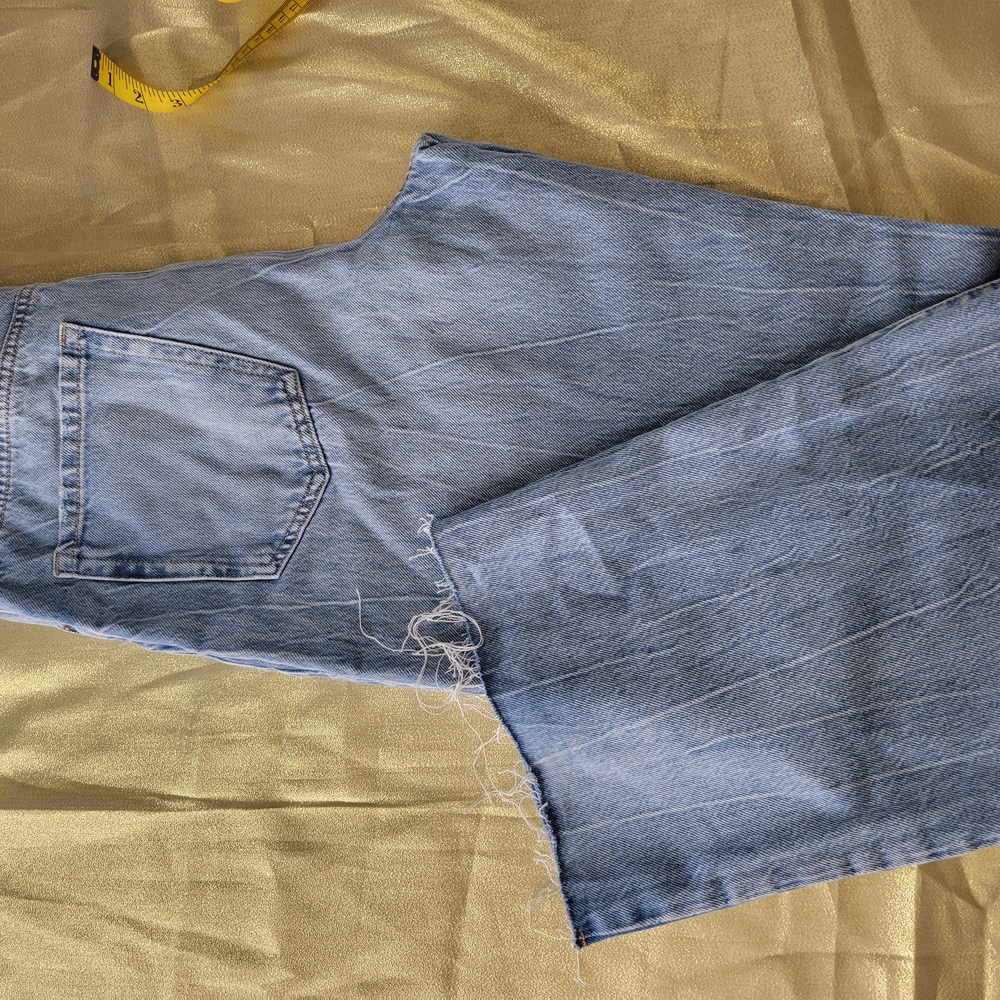 Blue Flare Wide Leg Jeans with Faded Denim
